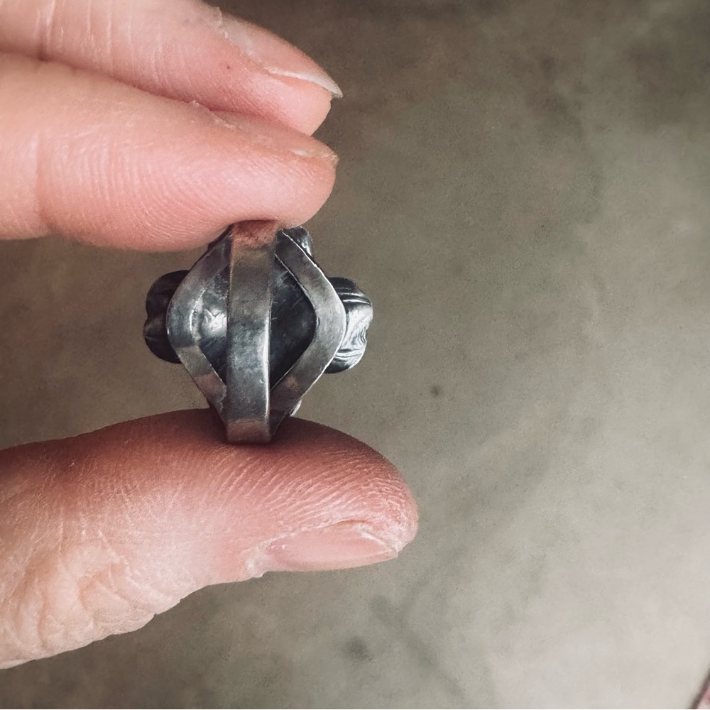 Carved Dogwood Sterling Silver Flower Ring 925 Size 6.5 - Four Petals - 3.31 g - Picture 4 of 7